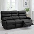 Manual 3 Seat Reclining Sofa Leather 3-Seater Manual Reclining Couch with Overstuffed Arms