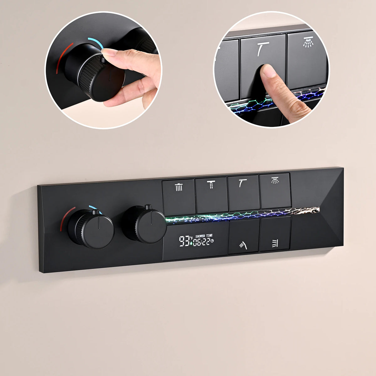 M Boenn Bathroom Spa 6 Functions Shower System, Rainfall Smart Thermostatic Showers Faucet Set