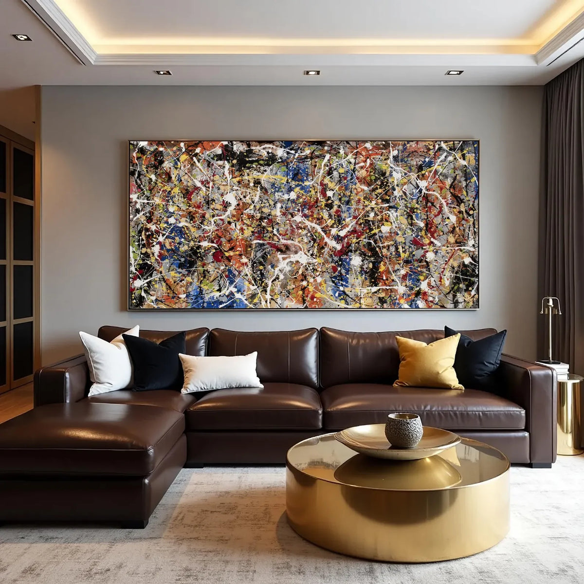 Hand Painted Jackson Pollock Style Abstract Drip Canvas Wall Art