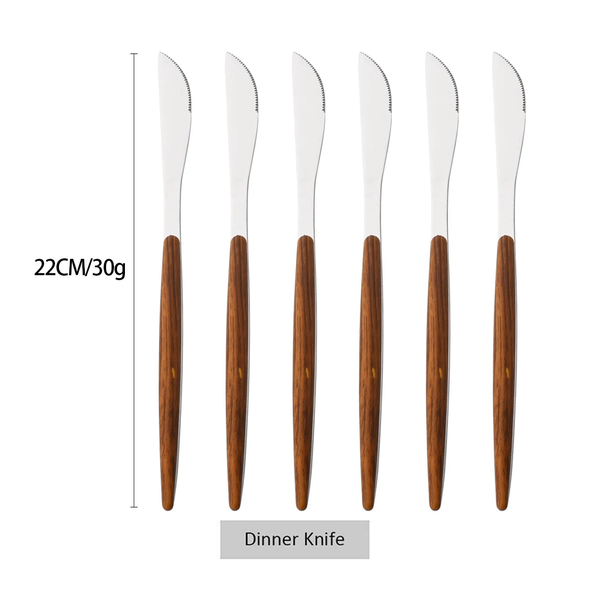 6/30Pcs Imitation Wooden Handle Cutlery Set Knife Cake Fork Coffee Spoons Tableware Stainless Steel Dinnerware Western Flatware
