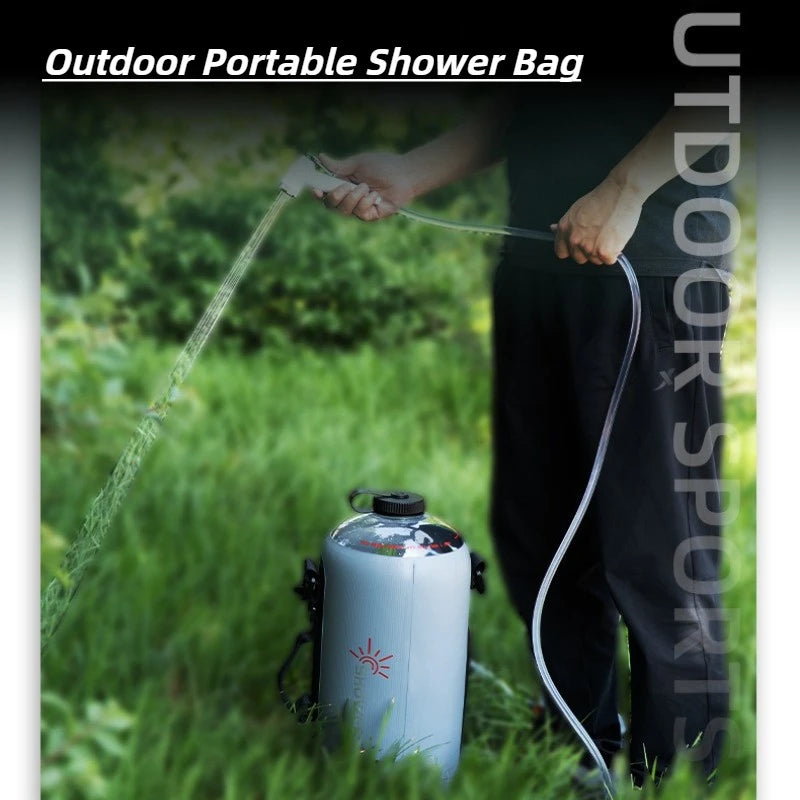 Portable Camping Shower Bag 12L Large Capacity Foldable Solar Heated Outdoor Shower for Hiking Backpacking Travel