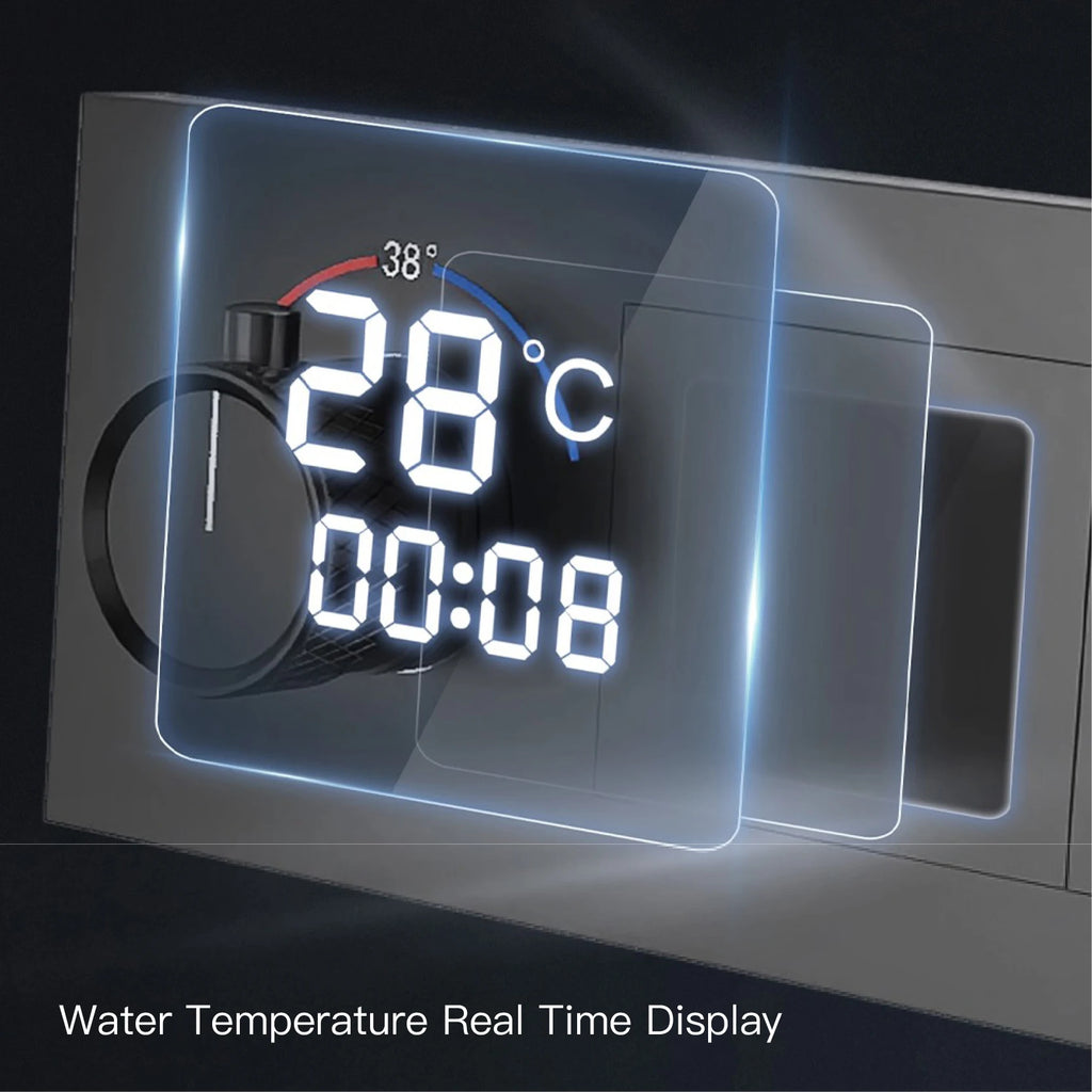 AITANA Luxury Brass Gunmetal LED Display Thermostatic Shower System Bathroom Ceiling Embedded Concealed Giant Curtain Rainfall