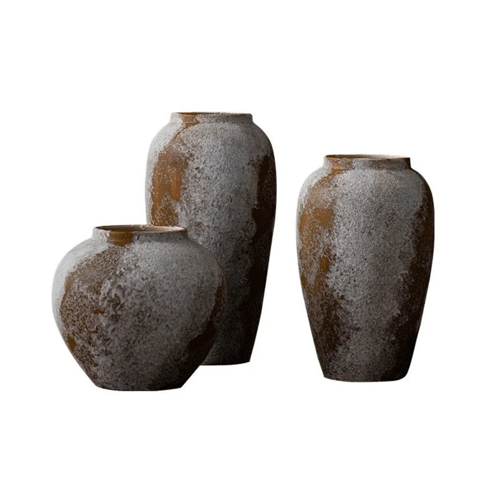 Wabi Sabi Style Ceramic Vase, Decorative Unique Speckled Texture Flower Pot