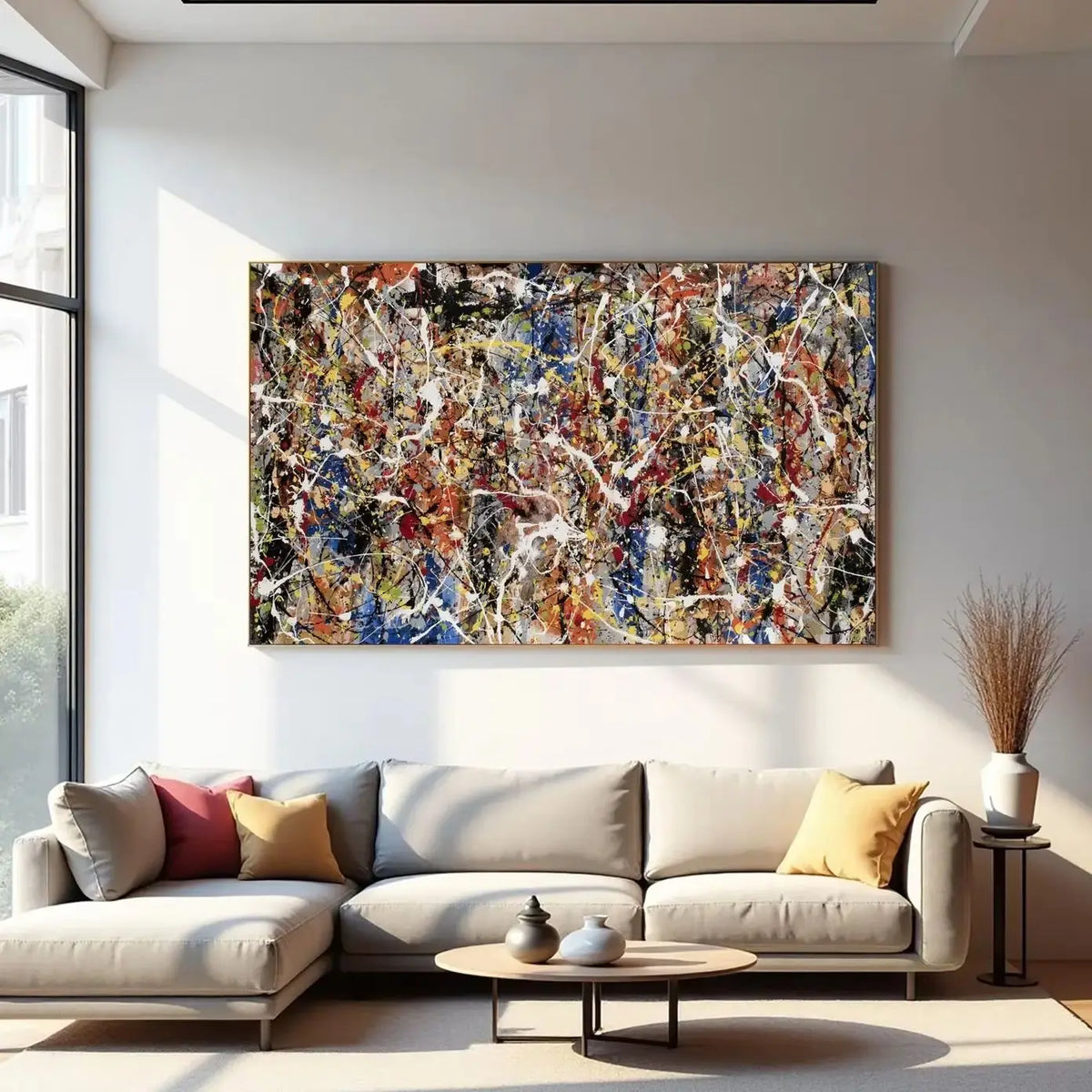 Hand Painted Jackson Pollock Style Abstract Drip Canvas Wall Art