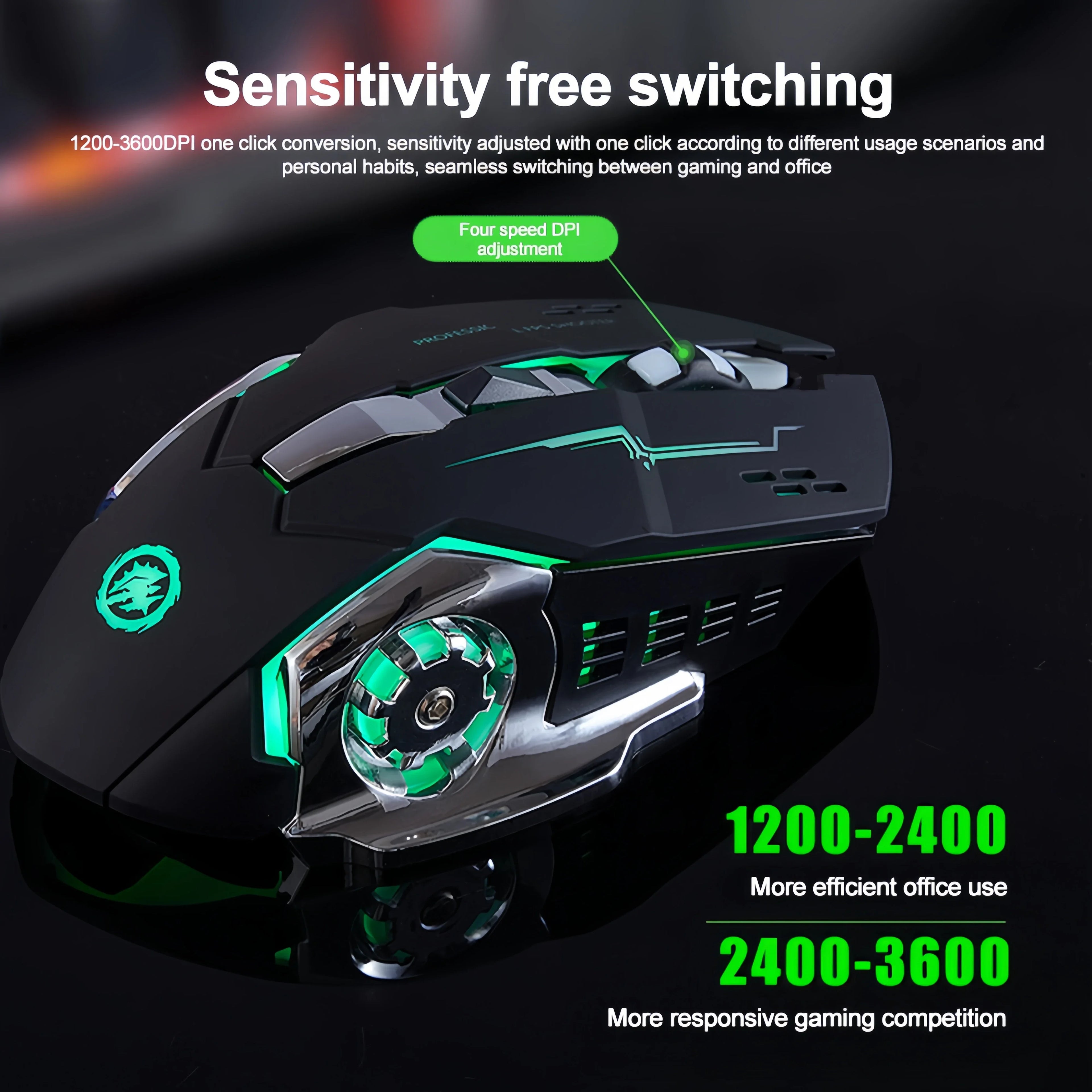 2.4G Wireless Rechargeable Bluetooth RGB Backlit Gaming Mouse