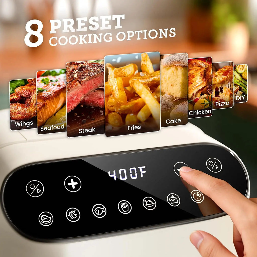 5QT Glass Air Fryer, Non Toxic AirFryer with Digital Touch Control | BPA-Free, 1500W, Portable, Dishwasher Safe Basket,
