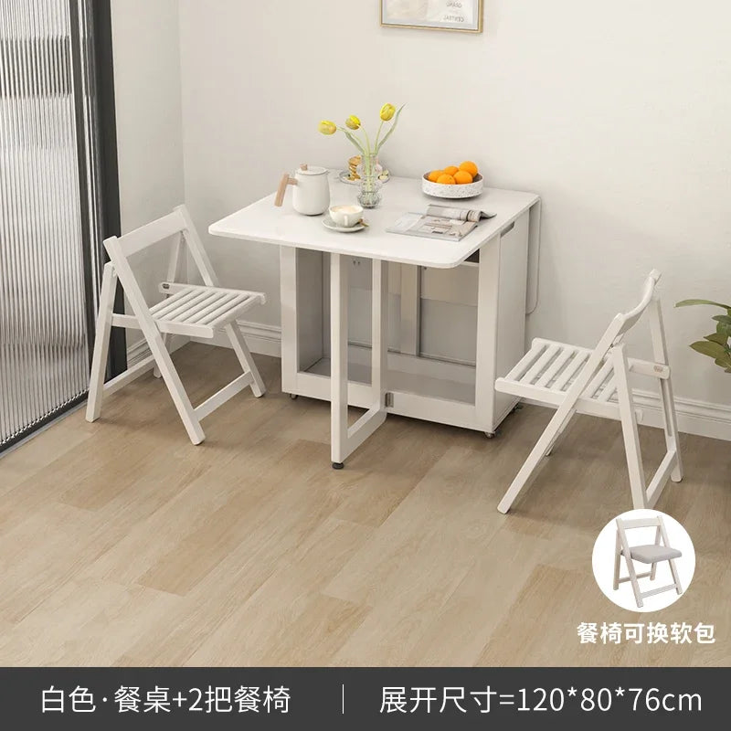 Folding Dining Table Set 6 Chairs, Luxury Modern Space Savers