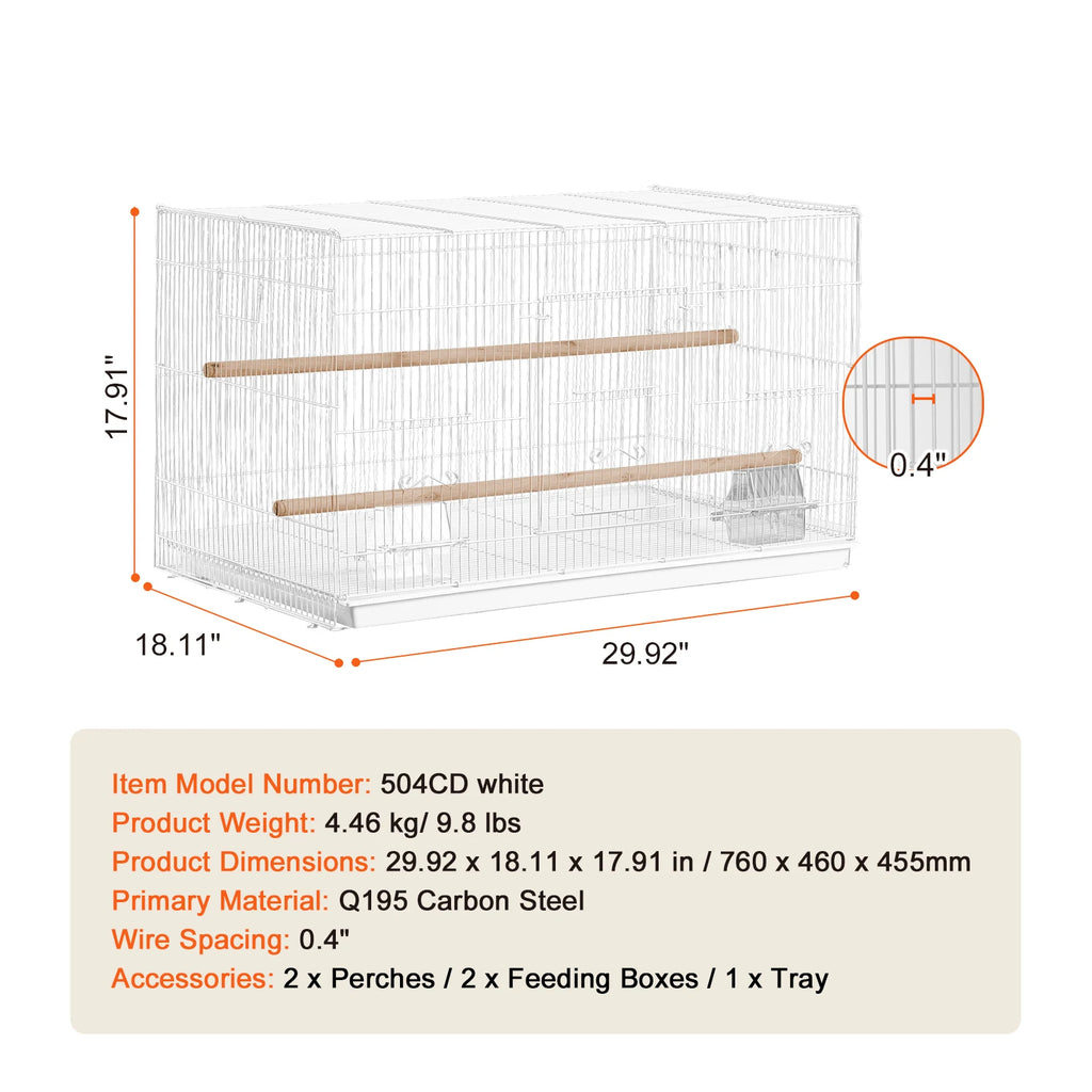 SucceBuy 30In Flight Bird Cage, Stackable Divided Small Travel Birdcage with Handle and Perche