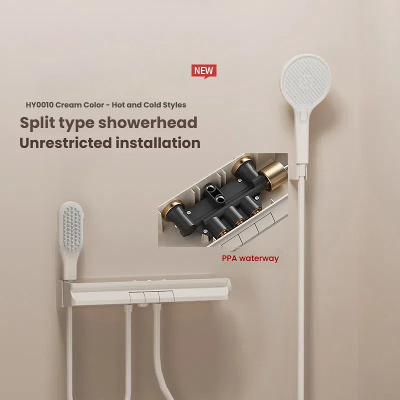 Gun Grey Bathroom Shower System Set Multifunction Shoulder Waist Spouts Split Shower Household Simplicity Pressurized Shower Set