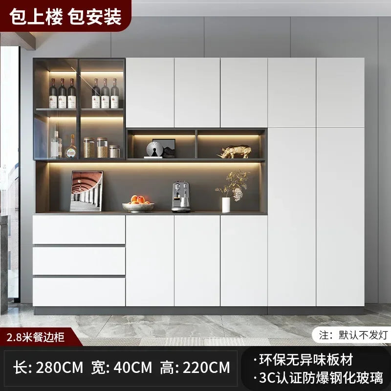 Large Modern Kitchen Pantry with Glass Doors and Drawers, Sideboard Buffet