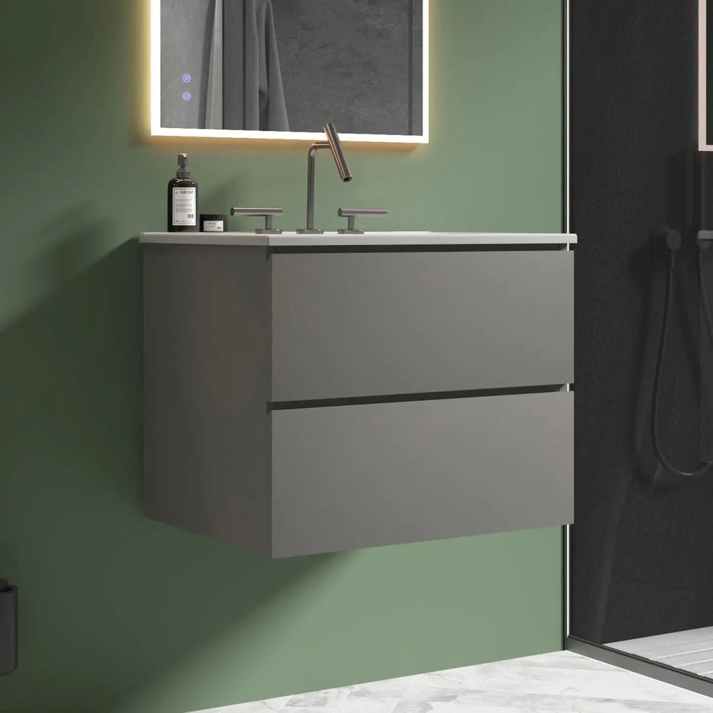 24" Bathroom Floating Vanity with Sink, with Double Soft Closing Drawers, Large Storage