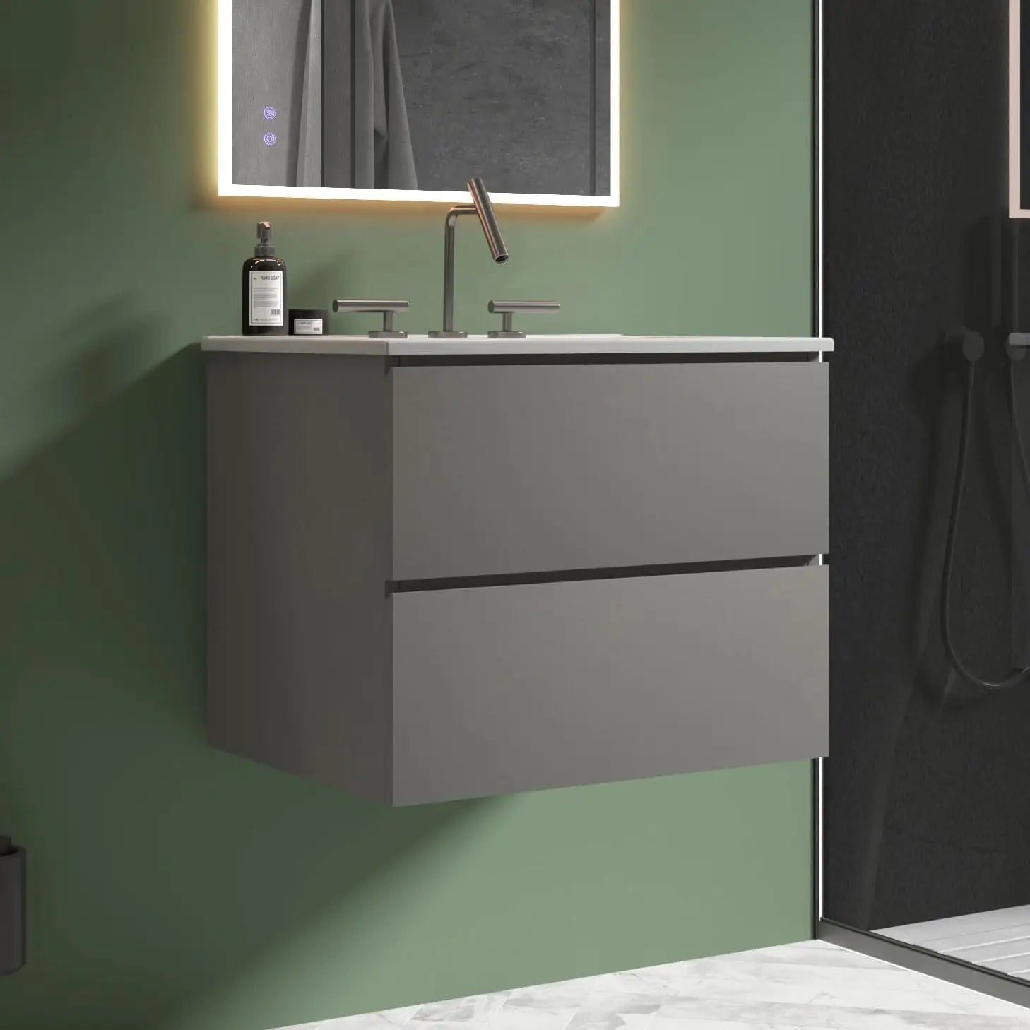 24" Bathroom Floating Vanity with Sink, with Double Soft Closing Drawers, Large Storage