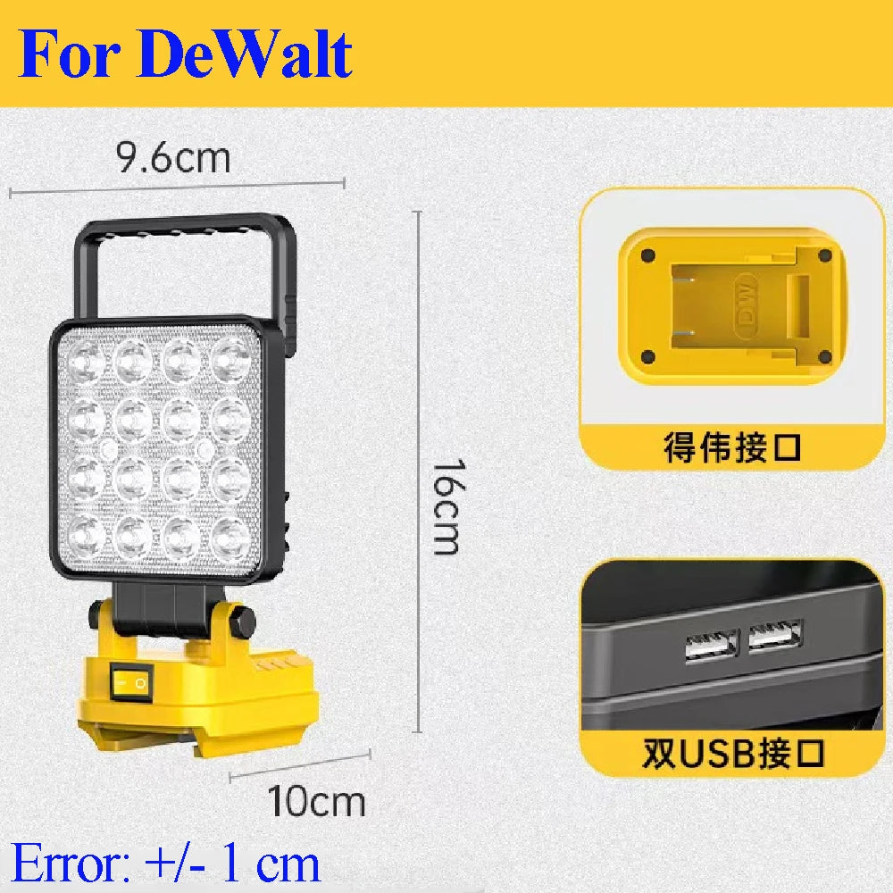 LED 18V Work Light for Makita, for DeWalt, For Milwaukee, for Ryobi