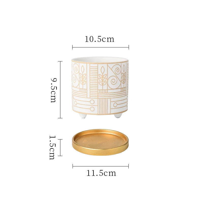 Simple Cylindrical Ceramic Flower Pot,, Succulent Plant Potted Garden Decoration