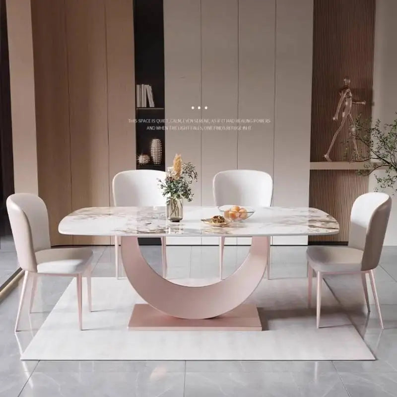 Modern Rectangular Marble Dining Table, Also Chairs