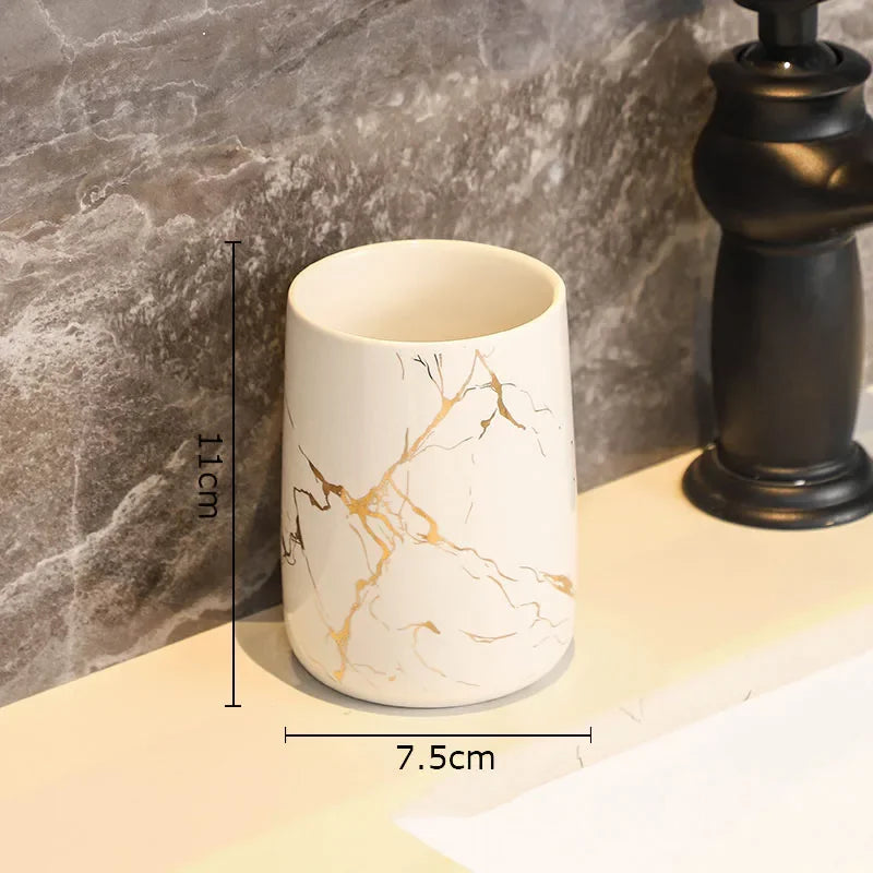 Creative Marble Texture Ceramic  Bathroom Accessories Set
