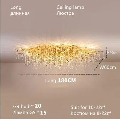 Nordic Luxury Gold LED Crystal Chandelier