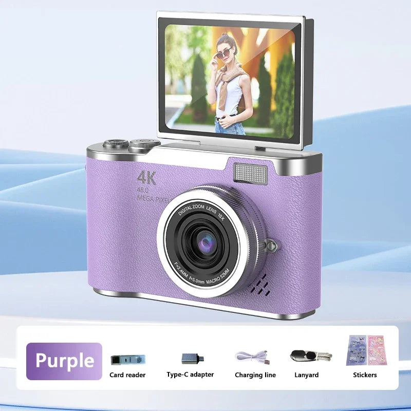 Lenovo 8X Digital Zoom Student Digital Camera, 48MP Portable Digital Photography Camera, 180° Flip Screen Selfie Camera
