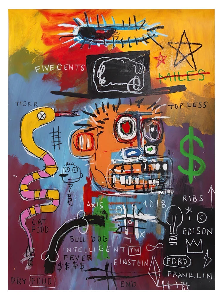 Graffiti Artist Jean Michel Abstract Canvas Art Poster and Print Canvas Paintings