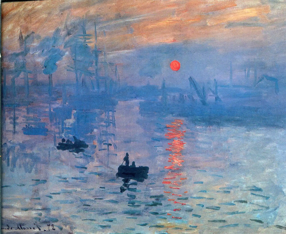 100% Handmade High Quality Famous Impressionism Oil Painting Reproduction on Linen Canvas,Impression Sunrise by Claude Monet 030