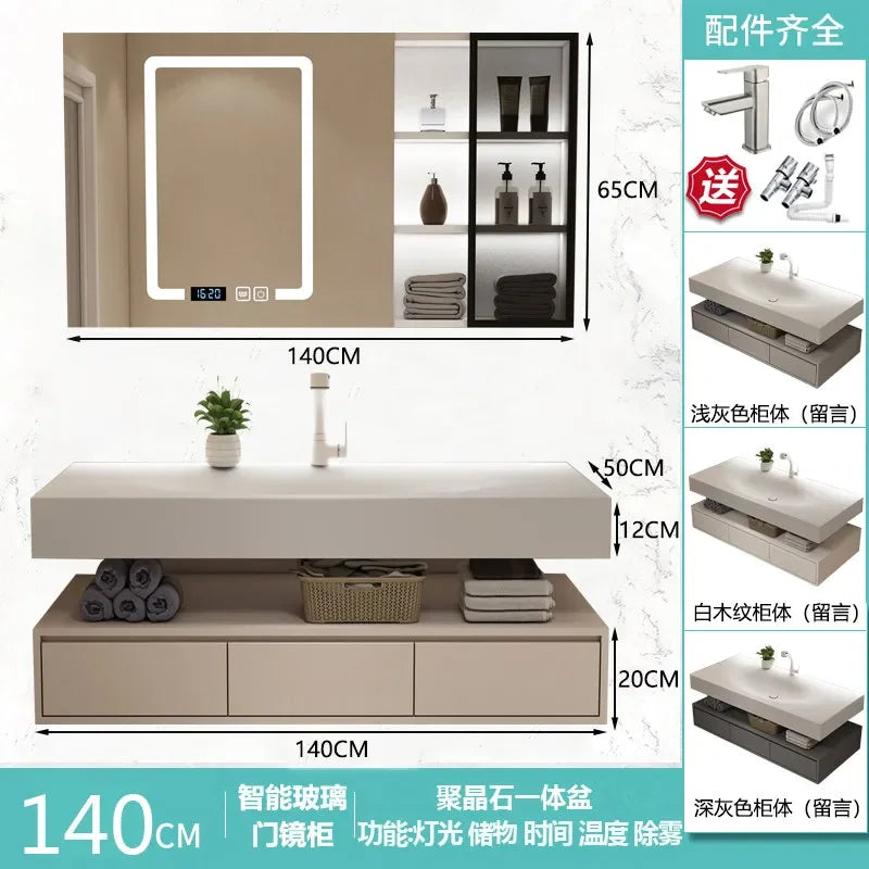 Modern Integrated Bathroom Vanity Washstand Basin, Combined Cabinet