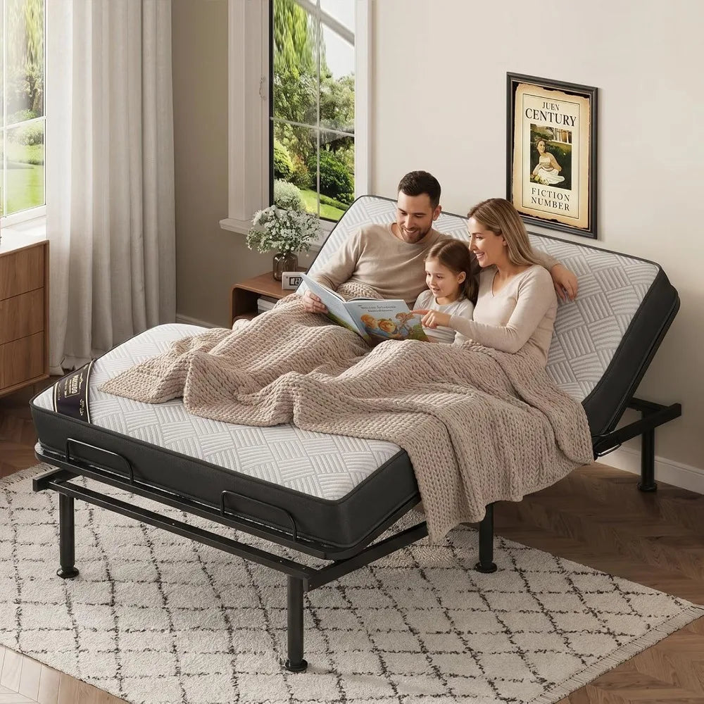 Electric Adjustable Bed Frame with Remote and 13CM Memory Foam Mattress