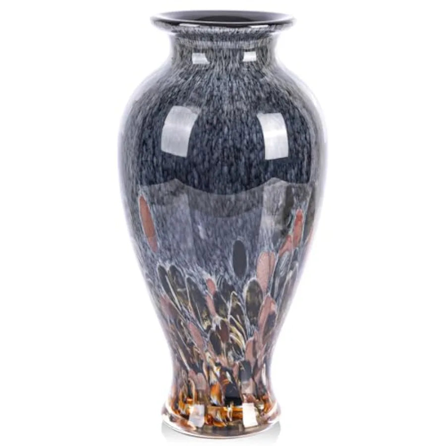 11.8" Tall and Glass Vase Beautiful Hand Blown Glass Vase Modern Art Home Decor, Wide Mouth Colorful Vases for Mantle Dining Ta
