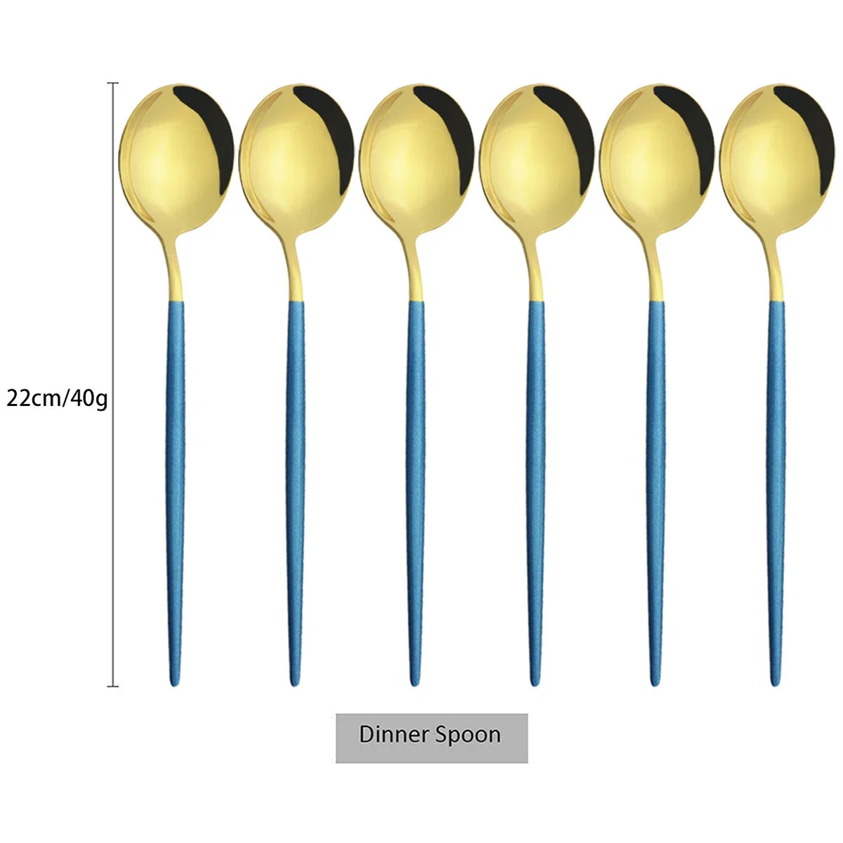 6Pcs Gold Ladle Spoon Dinnerware Western Stainless Steel Cutlery Set Dinner Spoon Soup Spoon Tableware Kitchen Silverware Set