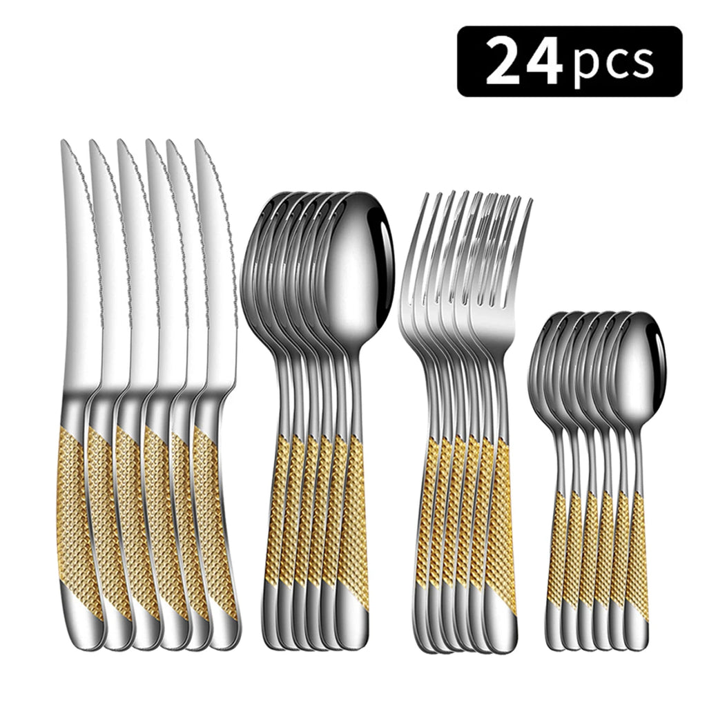 24pc Stainless steel tableware