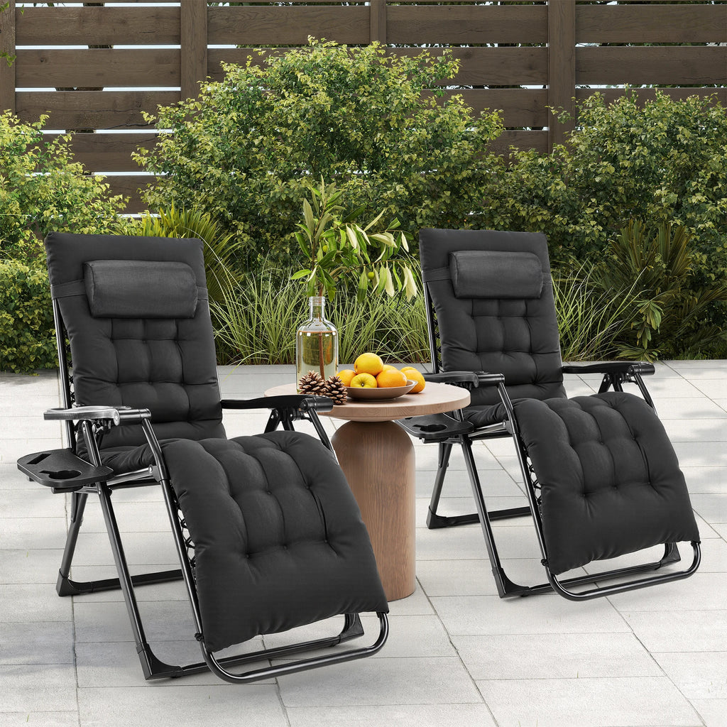 JHK Zero Gravity Folding Recliner Chair with Cup Holder Trays