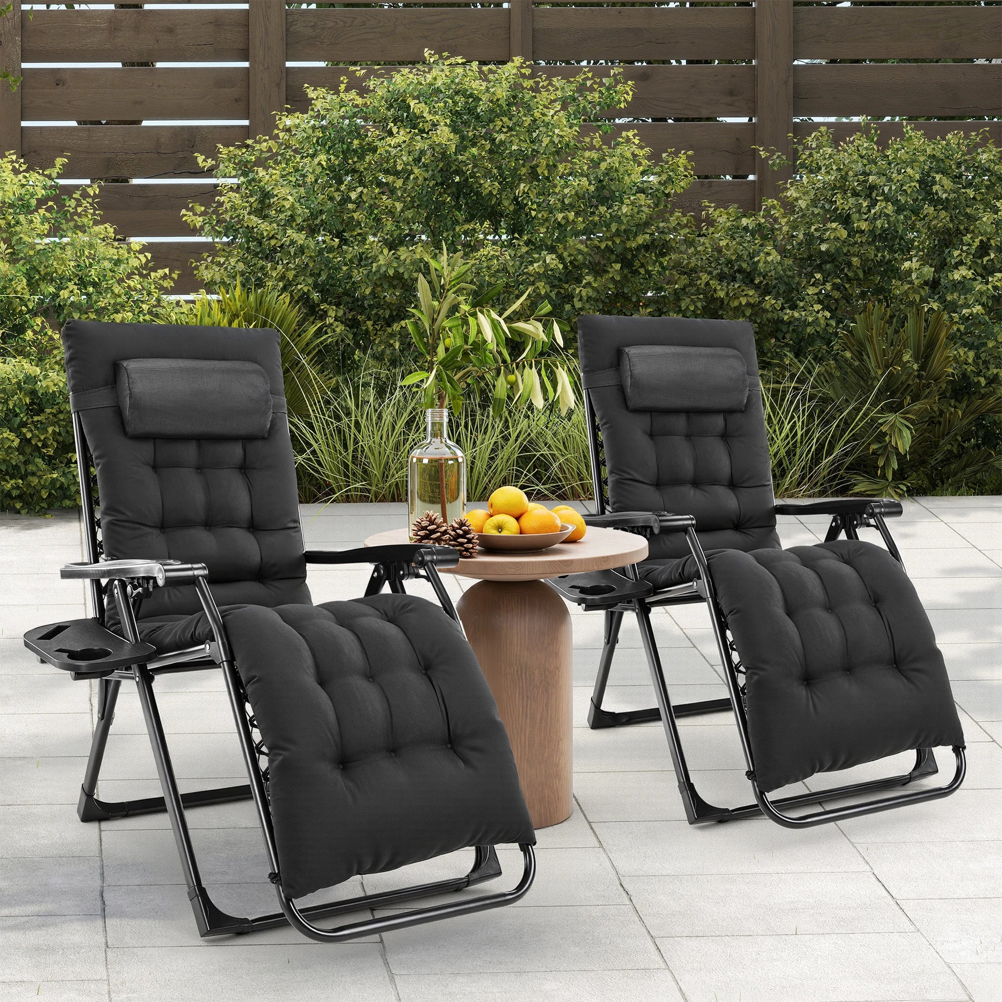 JHK Zero Gravity Folding Recliner Chair with Cup Holder Trays