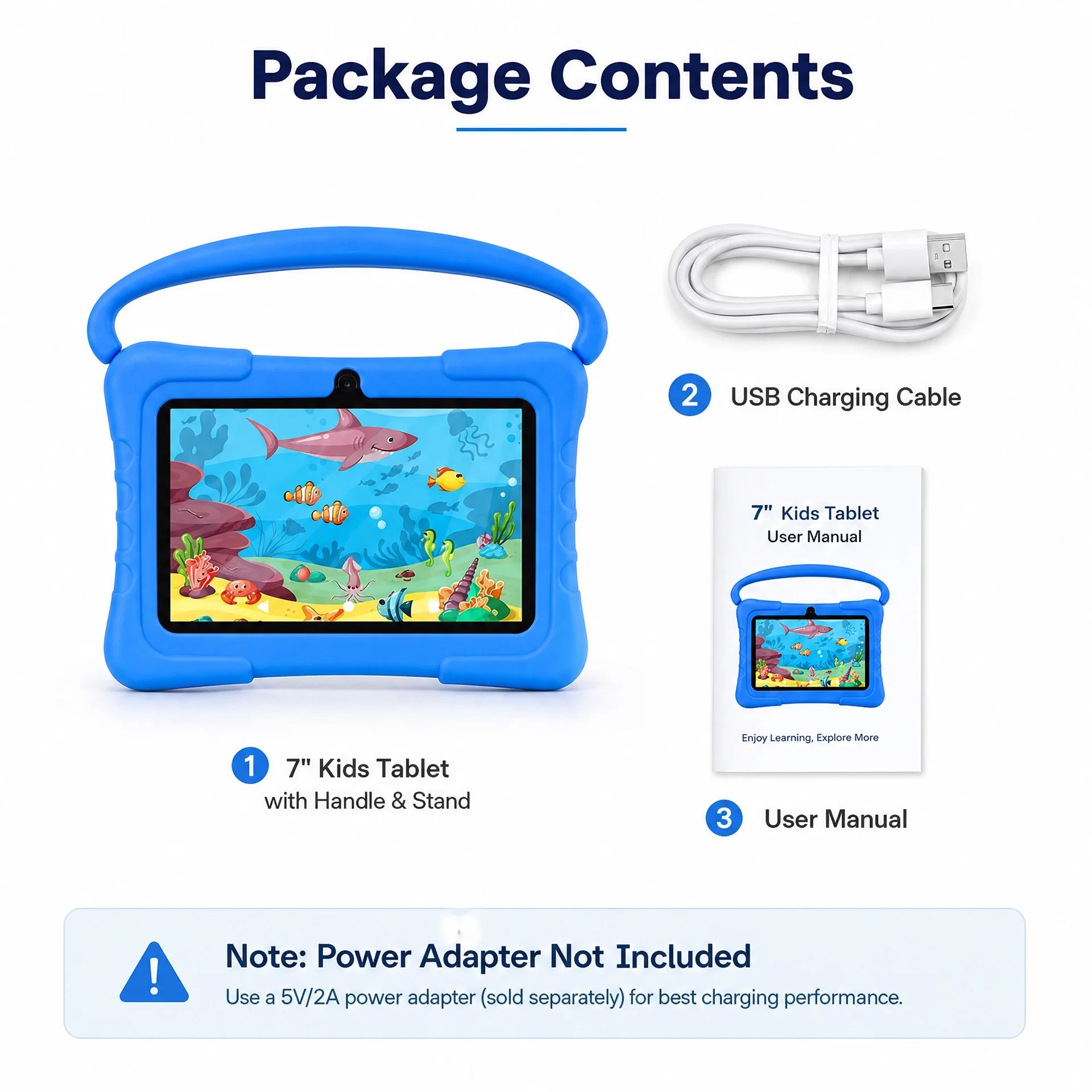 ATMPC Android 14 Kids Tablet 7", Quad-Core Toddler Tablet with Shockproof Case & Eye Care Screen, WiFi GMS Certified