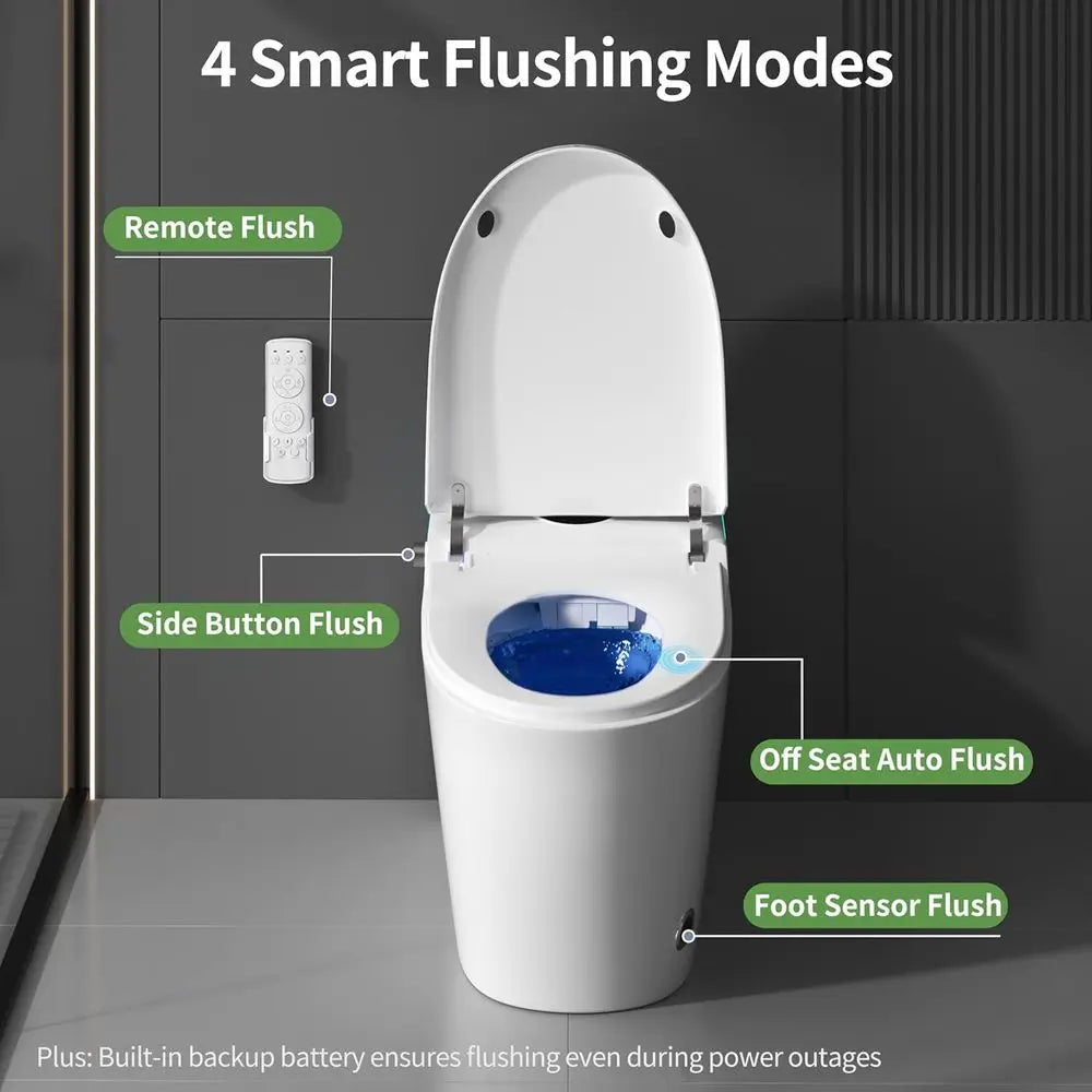Smart Toilet with Bidet, Heated Seat, Multiple Wash Options & Self-Cleaning Nozzle