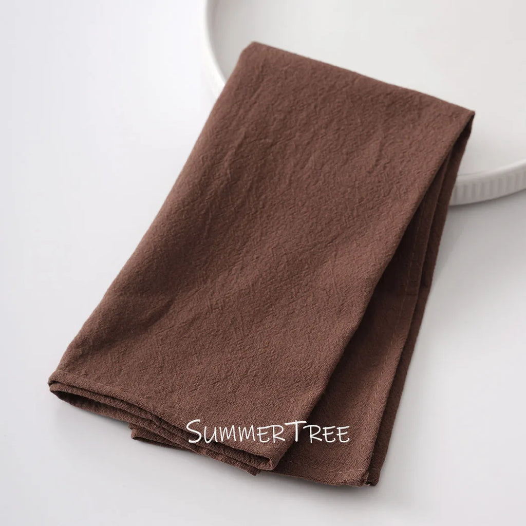 10 Pack 40x40cm Napkins, Washed Cotton Cloth Plain Vintage Style Soft Tea Towels, Place Mats