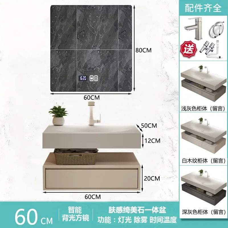 Modern Integrated Bathroom Vanity Washstand Basin, Combined Cabinet