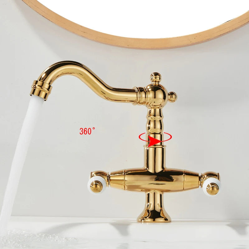 Basin Faucets, Gold Brass Bathroom Faucets