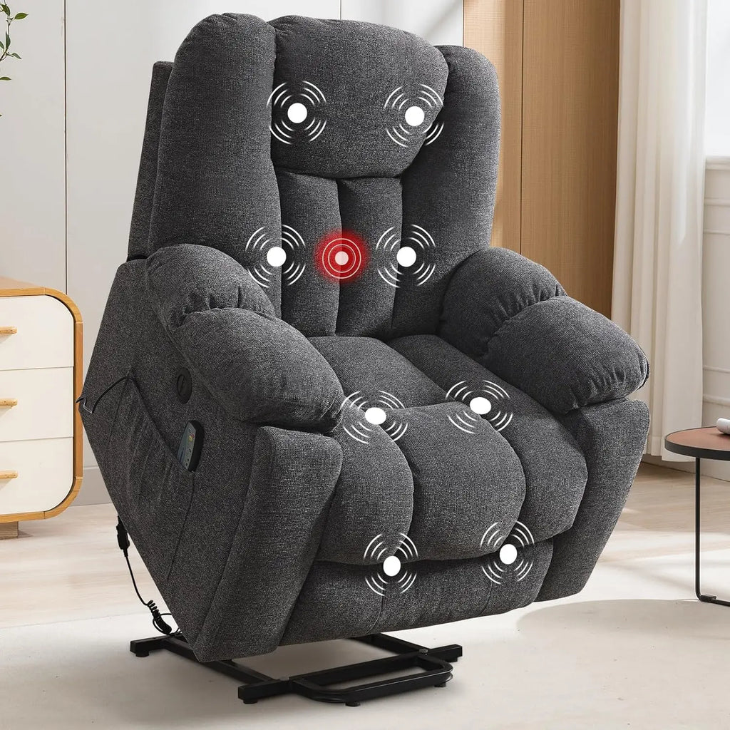 Large Power Lift Recliner with Massage, Heat & USB for Elderly,