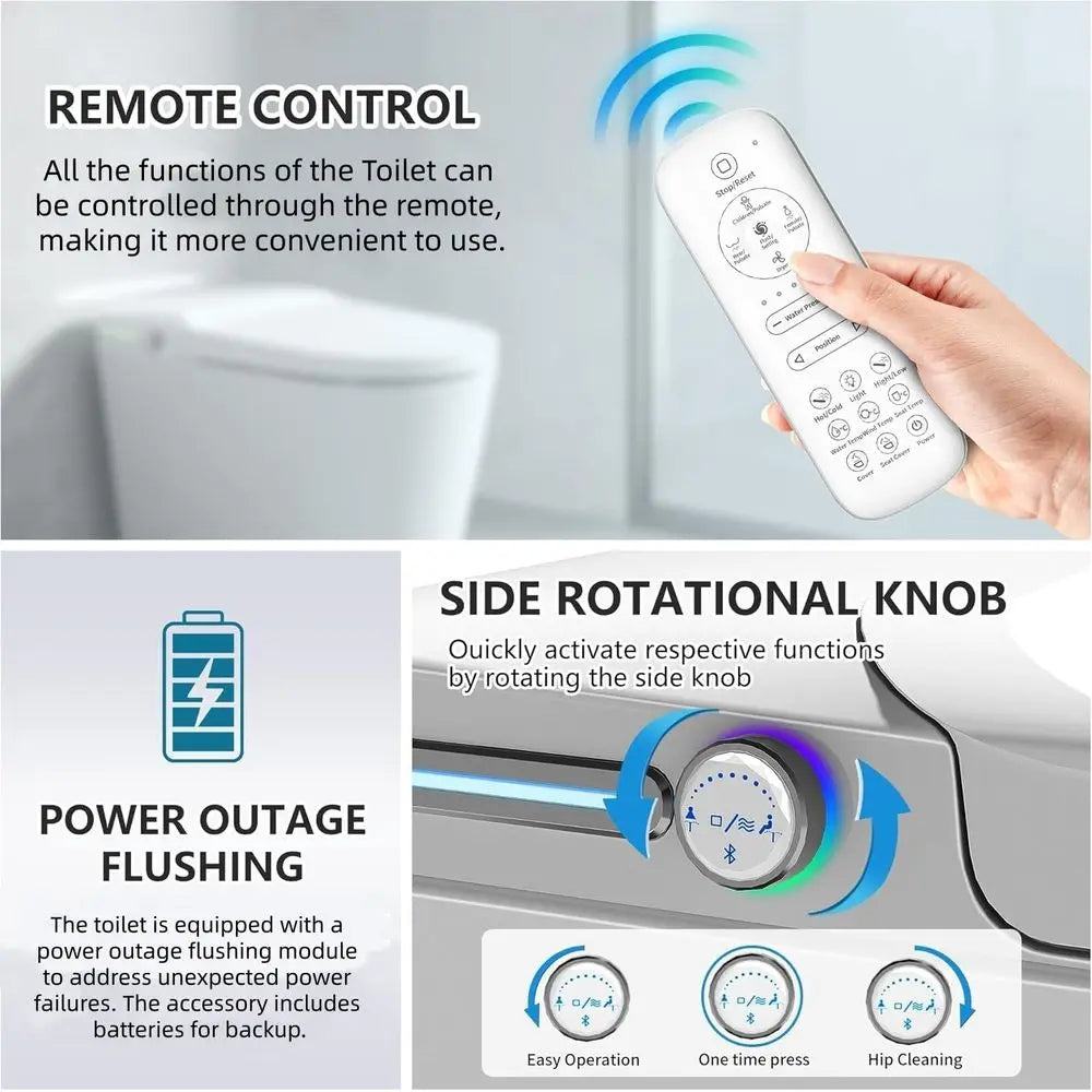 Luxury Smart Toilet Built In, Bidet with Heated Seat,Warm Water Sprayer & Dryer,