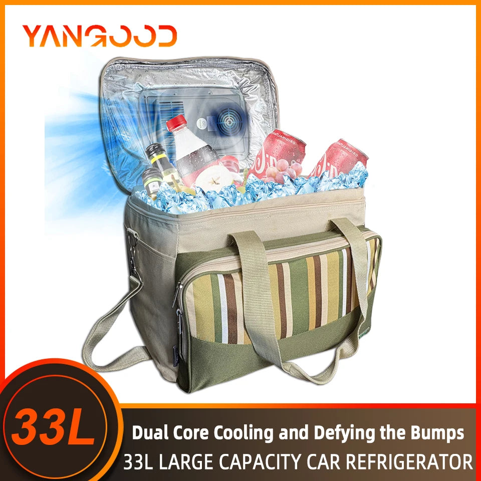 33L Portable Foldable Electric Bag Refrigerator, Perfect for Family Picnics Camping Car Travel Road Trip