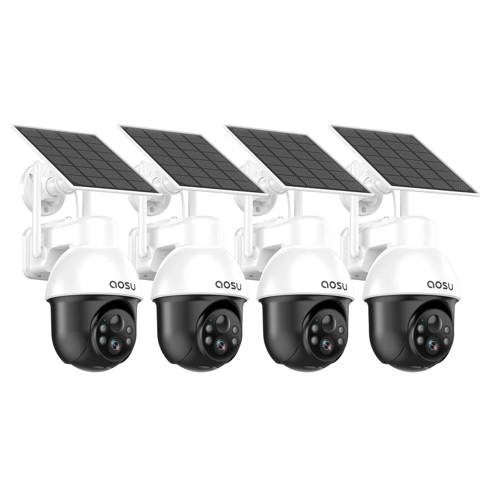 AOSU 3MP PTZ Solar Security Camera,, Built-in Battery, Wireless 2.4Ghz WIFI Camera PIR AI Detection, 2-Way Audio
