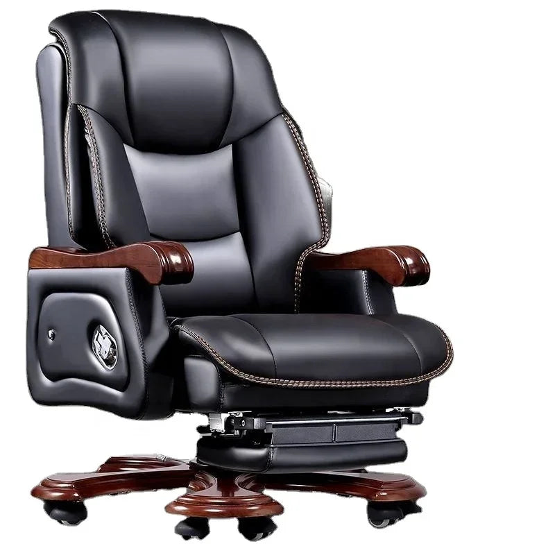 #i Chinese Boss Chair, Business leather CEO Office chair with massage pedal,