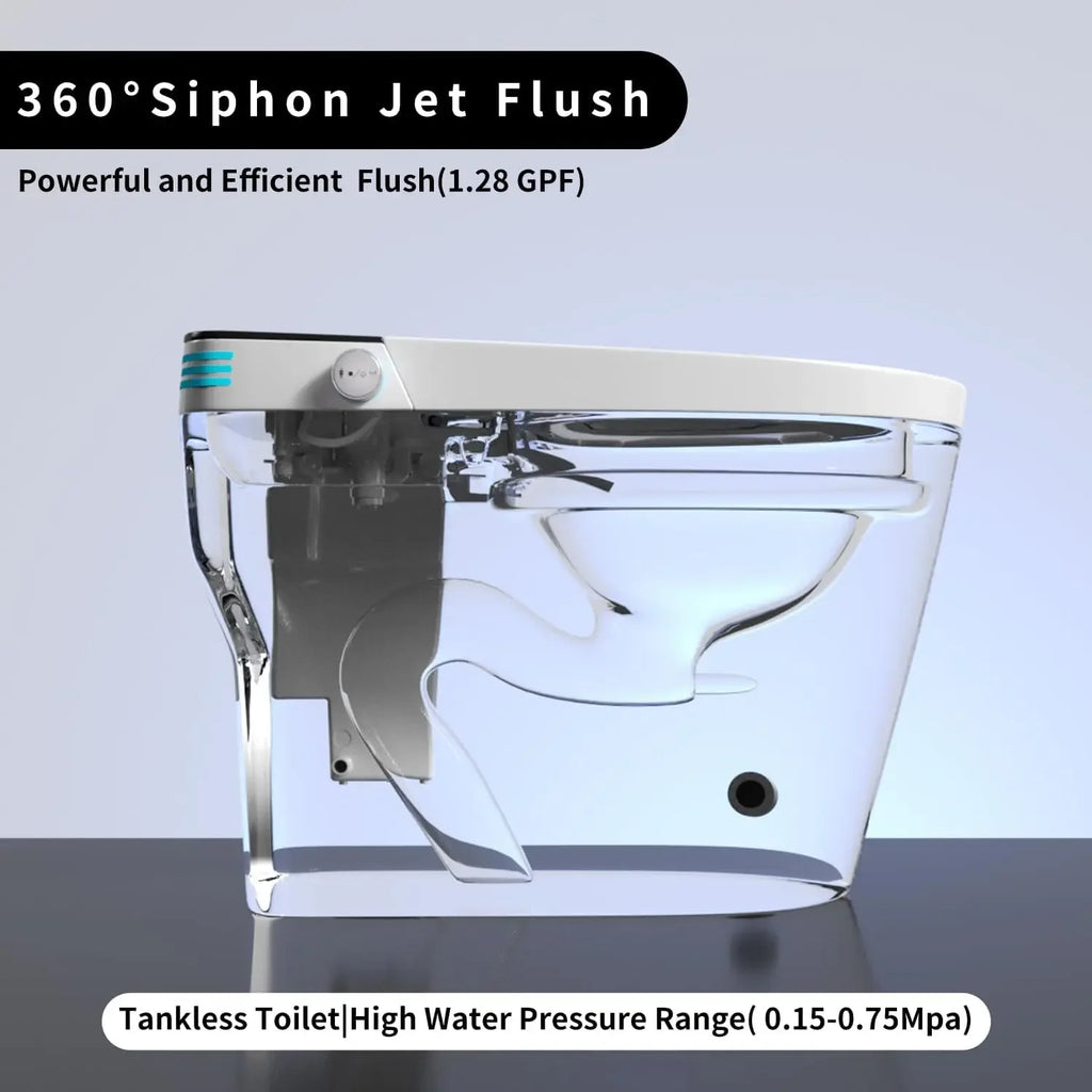 Elongated Smart Toilet with Built in Bidet, Heated Seat,Smart Toilets Bidet Seat 1.28 GPF, Tankless Design,, Customized