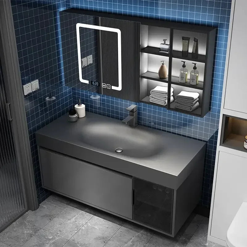 Modern Bathroom Cabinet, Smart Mirror, Integrated Washbasin Bathroom Vanity Cabinets with Sink