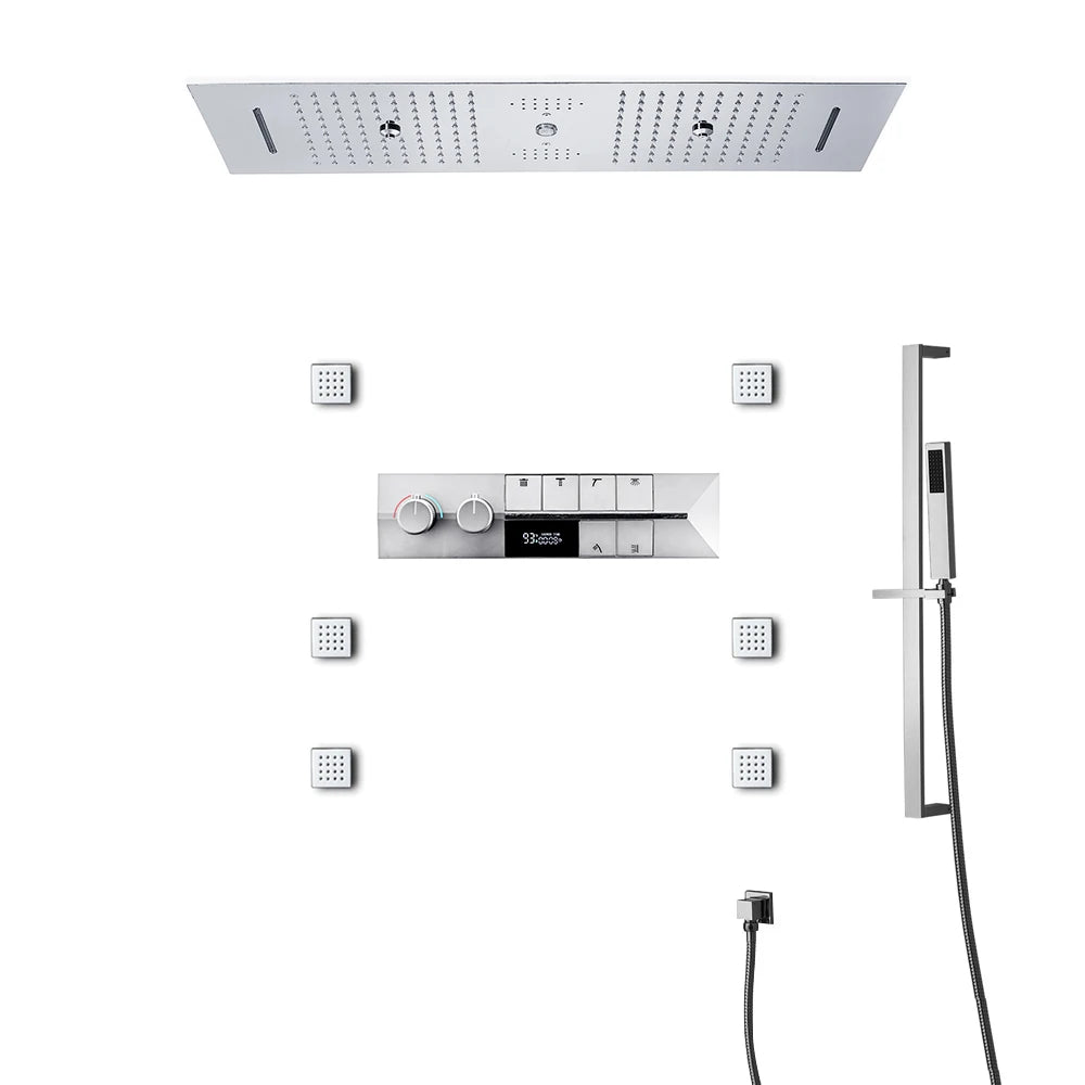 M Boenn Bathroom Spa 6 Functions Shower System, Rainfall Smart Thermostatic Showers Faucet Set