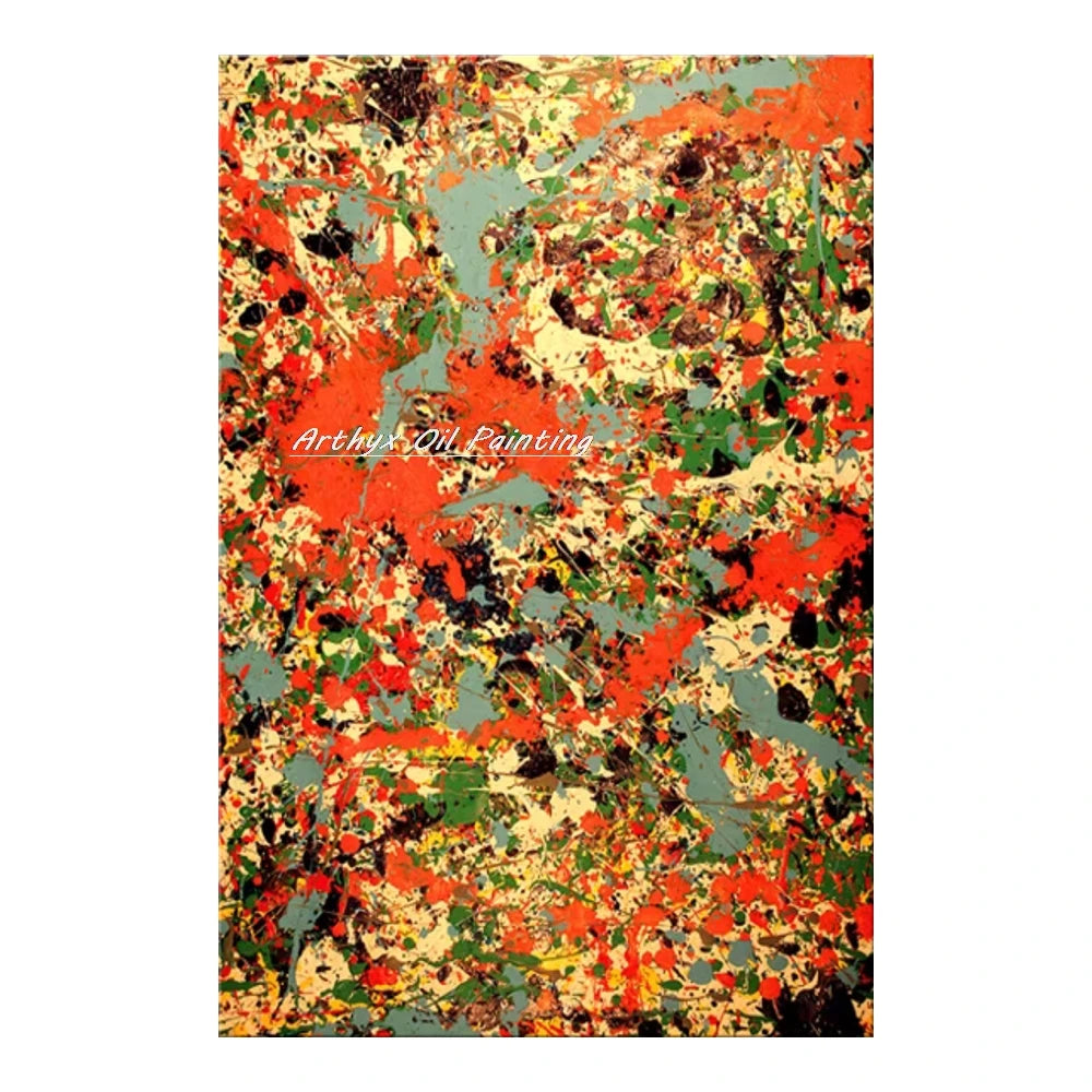 Arthyx,Hand Painted Copy Jackson Pollock Style Oil Painting on Canvas