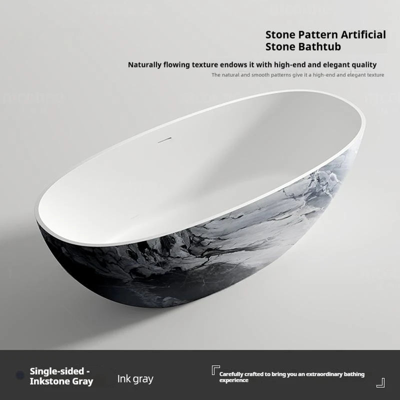 Artificial Stone Bathtub, Marble Look Freestanding Tub