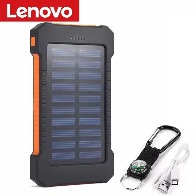 Lenovo 500000mAh Solar Power Bank Super Fast Charging Outdoor Portable Battery for iPhone Samsung Huawei