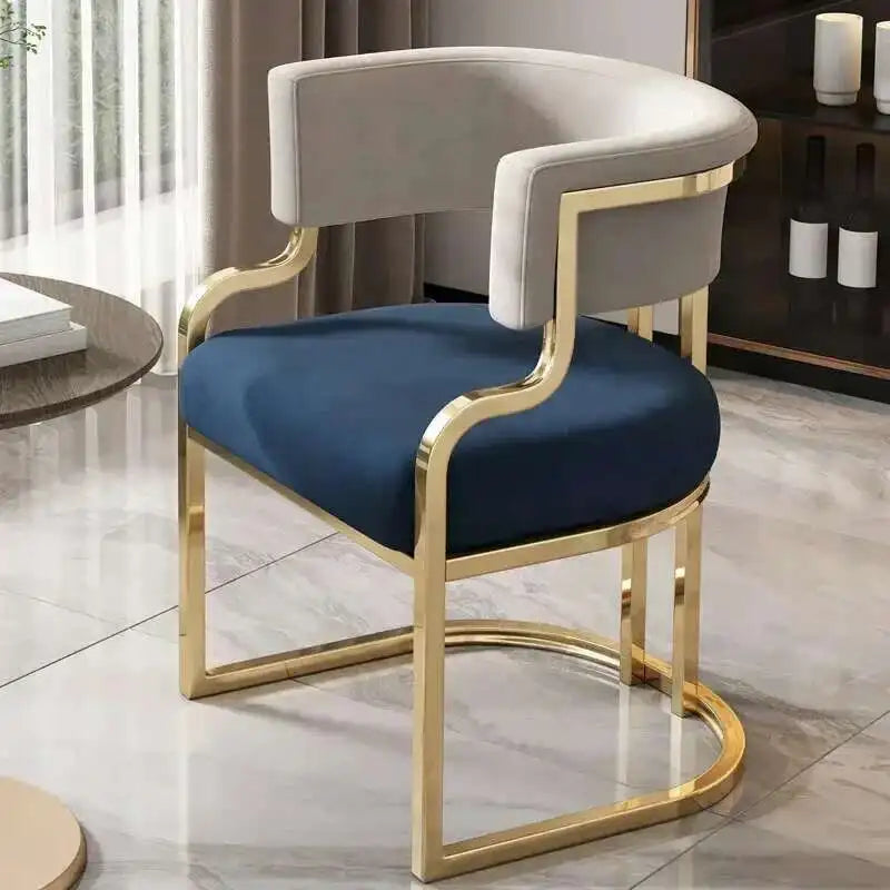 Luxury golden Dining Chairs, wrought Iron Backrest Armchair