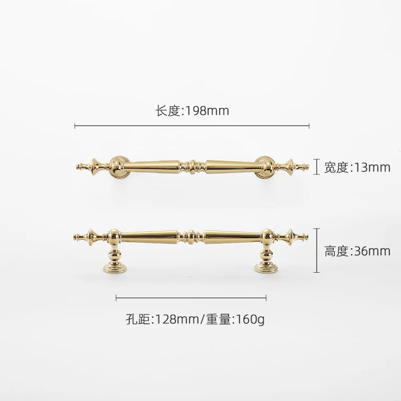 Bright Gold Luxury Solid Brass Handles for Cabinets and Drawers