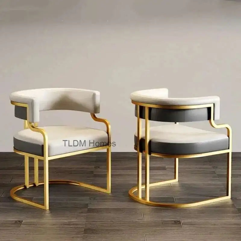 Luxury golden Dining Chairs, wrought Iron Backrest Armchair